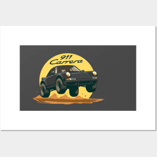 car 911 carrera offroad rally dakar black Posters and Art